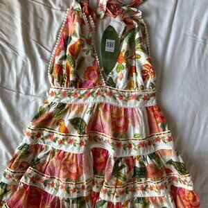 Farm Rio Women's Off-White Macaw Bloom Mini-Dress Size M